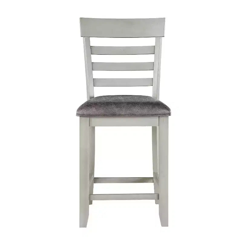 Set da pranzo da 7 pezzi altezza bancone grigio e antracite con base contenitore, per 6-8 persone