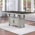 Set da pranzo da 7 pezzi altezza bancone grigio e antracite con base contenitore, per 6-8 persone