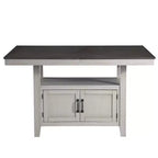 Set da pranzo da 7 pezzi altezza bancone grigio e antracite con base contenitore, per 6-8 persone
