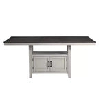 Set da pranzo da 7 pezzi altezza bancone grigio e antracite con base contenitore, per 6-8 persone