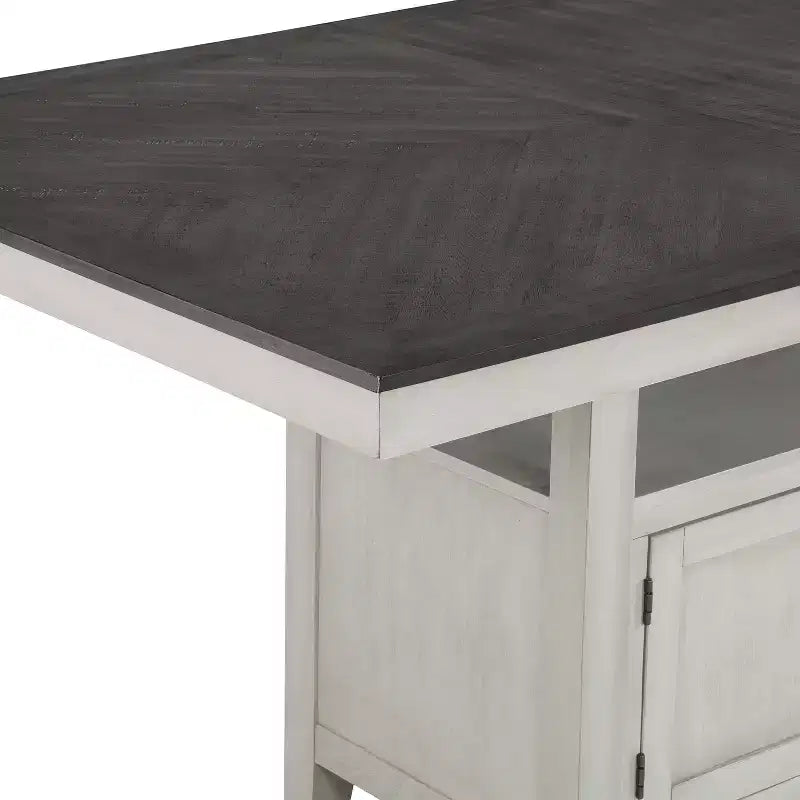 Set da pranzo da 7 pezzi altezza bancone grigio e antracite con base contenitore, per 6-8 persone