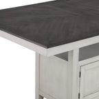 Set da pranzo da 7 pezzi altezza bancone grigio e antracite con base contenitore, per 6-8 persone