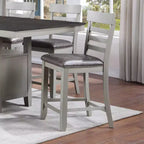 Set da pranzo da 7 pezzi altezza bancone grigio e antracite con base contenitore, per 6-8 persone