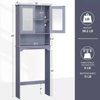 Mobiletto da bagno salvaspazio da mettere sopra il WC con anta e ripiano aperto | Espresso / Grigio / Blu Marino / Bianco | Montaggio da 1 persona