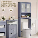 Mobiletto da bagno salvaspazio da mettere sopra il WC con anta e ripiano aperto | Espresso / Grigio / Blu Marino / Bianco | Montaggio da 1 persona