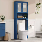 Mobiletto da bagno salvaspazio da mettere sopra il WC con anta e ripiano aperto | Espresso / Grigio / Blu Marino / Bianco | Montaggio da 1 persona