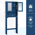 Mobiletto da bagno salvaspazio da mettere sopra il WC con anta e ripiano aperto | Espresso / Grigio / Blu Marino / Bianco | Montaggio da 1 persona