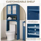 Mobiletto da bagno salvaspazio da mettere sopra il WC con anta e ripiano aperto | Espresso / Grigio / Blu Marino / Bianco | Montaggio da 1 persona