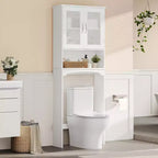 Mobiletto da bagno salvaspazio da mettere sopra il WC con anta e ripiano aperto | Espresso / Grigio / Blu Marino / Bianco | Montaggio da 1 persona