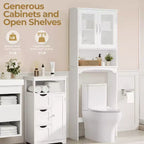Mobiletto da bagno salvaspazio da mettere sopra il WC con anta e ripiano aperto | Espresso / Grigio / Blu Marino / Bianco | Montaggio da 1 persona