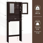 Mobiletto da bagno salvaspazio da mettere sopra il WC con anta e ripiano aperto | Espresso / Grigio / Blu Marino / Bianco | Montaggio da 1 persona