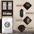 Mobiletto da bagno salvaspazio da mettere sopra il WC con anta e ripiano aperto | Espresso / Grigio / Blu Marino / Bianco | Montaggio da 1 persona