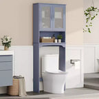 Mobiletto da bagno salvaspazio da mettere sopra il WC con anta e ripiano aperto | Espresso / Grigio / Blu Marino / Bianco | Montaggio da 1 persona