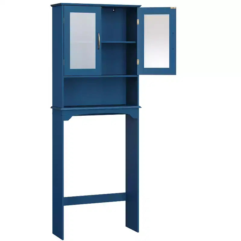 Mobiletto da bagno salvaspazio da mettere sopra il WC con anta e ripiano aperto | Espresso / Grigio / Blu Marino / Bianco | Montaggio da 1 persona