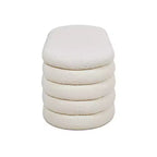 Panca contenitore ovale in tessuto Bouclé, colori Ebony Black / Ivory White / Olive Green, con trapuntatura, 1 posto