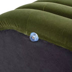 Panca contenitore ovale in tessuto Bouclé, colori Ebony Black / Ivory White / Olive Green, con trapuntatura, 1 posto