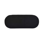 Panca contenitore ovale in tessuto Bouclé, colori Ebony Black / Ivory White / Olive Green, con trapuntatura, 1 posto