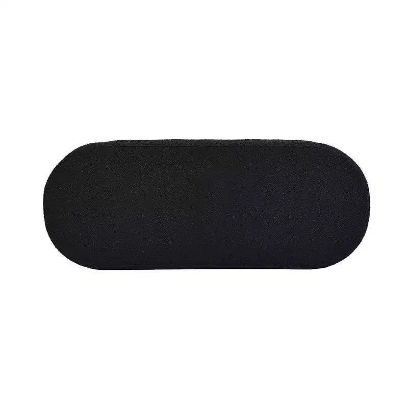 Panca contenitore ovale in tessuto Bouclé, colori Ebony Black / Ivory White / Olive Green, con trapuntatura, 1 posto