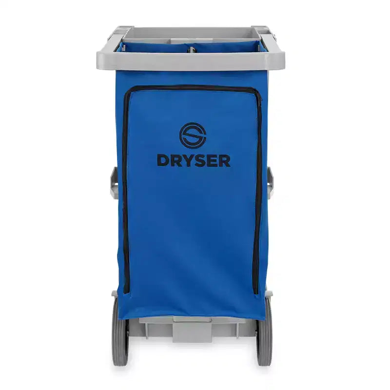 Carrello per pulizie Janitorial grigio con ripiani e borsa in vinile - Utente singolo