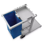 Carrello per pulizie Janitorial grigio con ripiani e borsa in vinile - Utente singolo