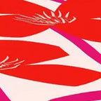 Tavolino rotondo e quadrato, motivo floreale rosso/rosa, struttura in acciaio, per 1