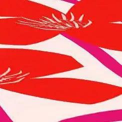 Tavolino rotondo e quadrato, motivo floreale rosso/rosa, struttura in acciaio, per 1