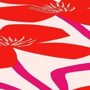 Tavolino rotondo e quadrato, motivo floreale rosso/rosa, struttura in acciaio, per 1