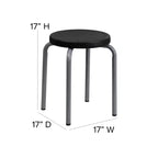 Sgabello impilabile blu con struttura argentata, set da 10, posti a sedere fino a 10 persone
