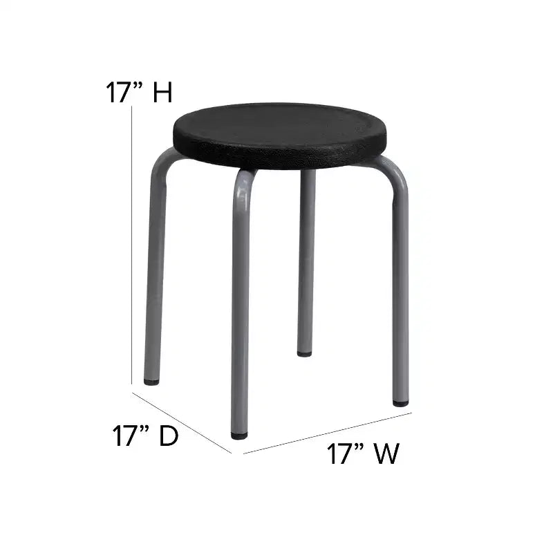 Sgabello impilabile blu con struttura argentata, set da 10, posti a sedere fino a 10 persone