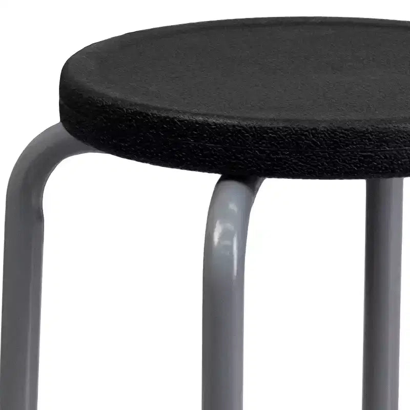 Sgabello impilabile blu con struttura argentata, set da 10, posti a sedere fino a 10 persone