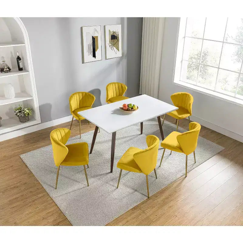 Olinto Contemporary Tufted Design Side Chair Set of 6 | KARAT HOME
