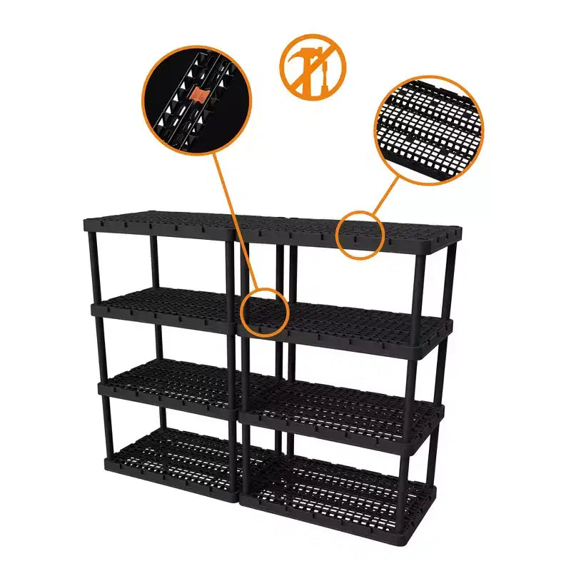Scaffale portatutto ad incastro in plastica nera – confezione da 2/3/4