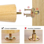 Gambe per mobili rotonde in legno di gomma naturale, set da 8 pezzi