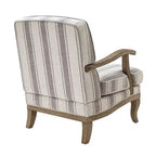 Poltrona imbottita rustica con braccioli in legno | Blu, Grigio, Righe, Cuoio | Posto singolo