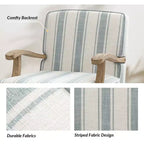 Poltrona imbottita rustica con braccioli in legno | Blu, Grigio, Righe, Cuoio | Posto singolo