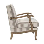 Poltrona imbottita rustica con braccioli in legno | Blu, Grigio, Righe, Cuoio | Posto singolo