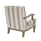 Poltrona imbottita rustica con braccioli in legno | Blu, Grigio, Righe, Cuoio | Posto singolo
