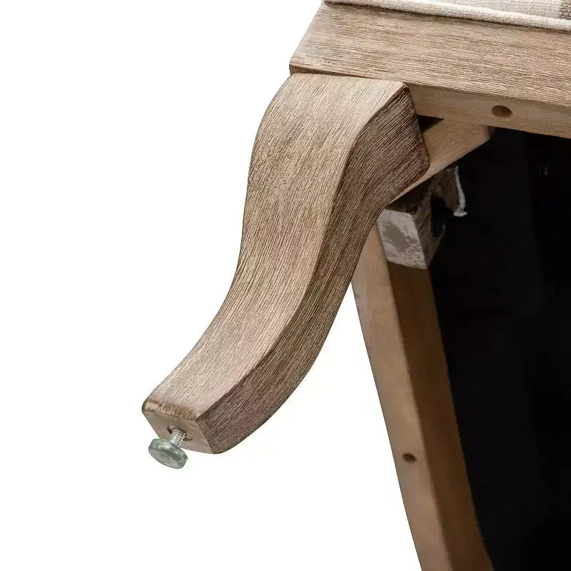 Poltrona imbottita rustica con braccioli in legno | Blu, Grigio, Righe, Cuoio | Posto singolo