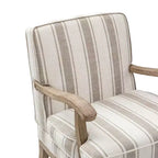 Poltrona imbottita rustica con braccioli in legno | Blu, Grigio, Righe, Cuoio | Posto singolo