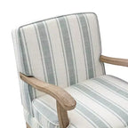 Poltrona imbottita rustica con braccioli in legno | Blu, Grigio, Righe, Cuoio | Posto singolo